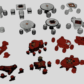 现代户外茶桌椅石桌su草图模型下载