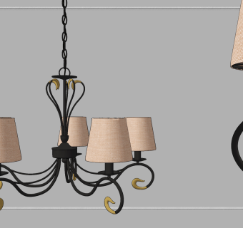 美式多头吊灯su草图模型下载