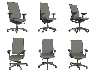 现代网布职员椅办公椅su草图模型下载