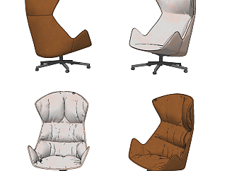 现代皮革办公椅转椅su草图模型下载
