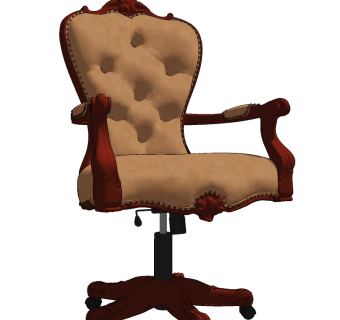欧式古典皮革大班椅，办公椅，su草图模型下载