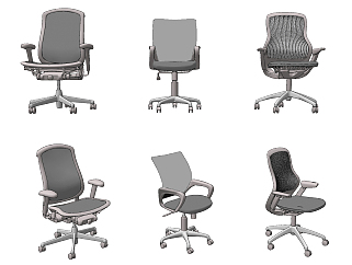 现代职员椅办公椅su草图模型下载