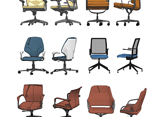 现代网布办公椅su草图模型下载