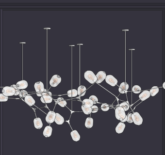 现代玻璃分子吊灯su草图模型下载