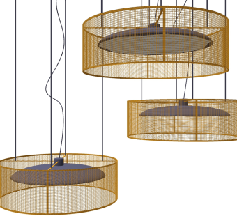 东南亚藤编金属网吊灯su草图模型下载