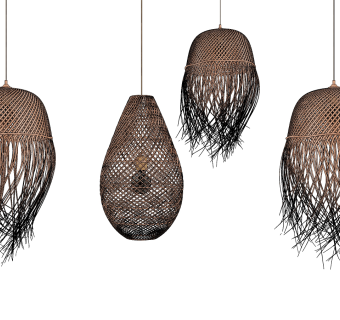 自然风民宿编织吊灯su草图模型下载