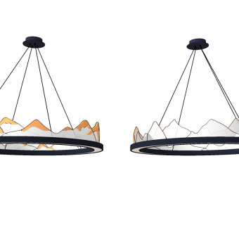 新中式轻奢环形山脉吊灯su草图模型下载