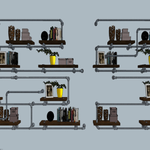 工业风管道，书籍吊架置物架su草图模型下载