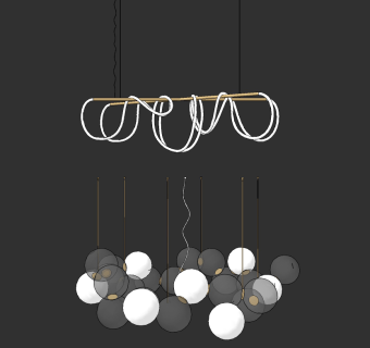 现代金属小吊灯su草图模型下载