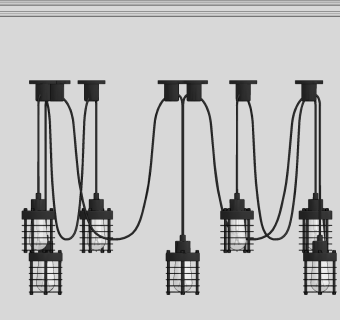 工业风金属防爆小吊灯su草图模型下载