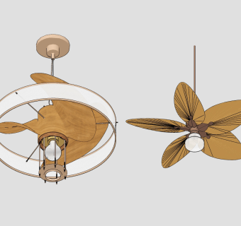 北欧创意吊扇灯su草图模型下载