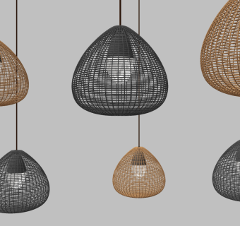 北欧藤编镂空吊灯su草图模型下载