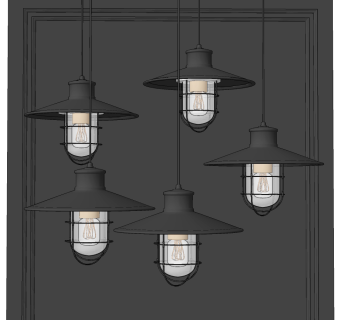 工业风金属烤漆工矿吊灯su草图模型下载