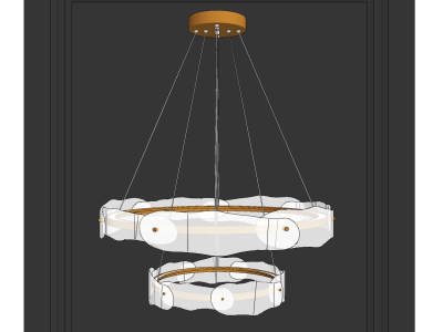现代金属玻璃片吊灯su草图模型下载