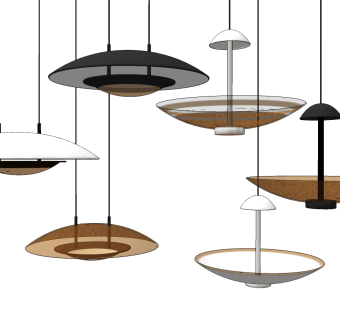 现代遮罩玻璃小吊灯su草图模型下载