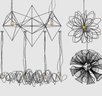 工业风艺术铁艺，吊灯su草图模型下载