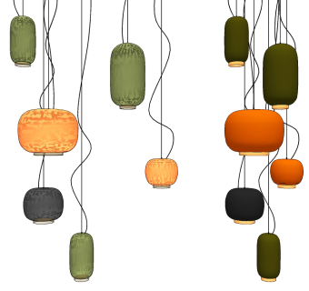 北欧玻璃小吊灯su草图模型下载