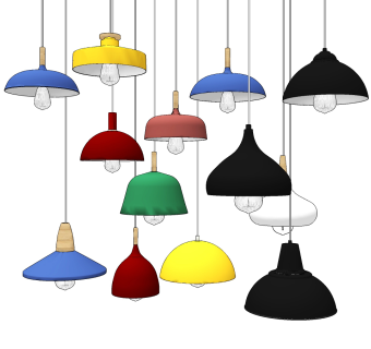 北欧彩色吊灯su草图模型下载