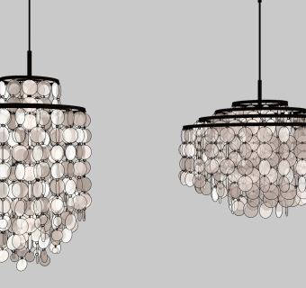 现代多层贝壳吊灯su草图模型下载