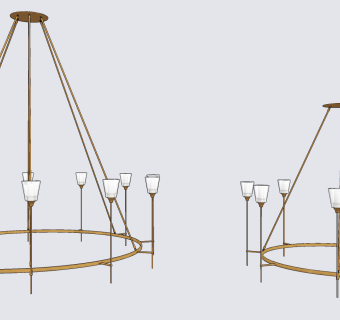 现代金属多头烛台吊灯su草图模型下载