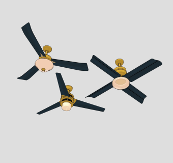 现代吊扇灯su草图模型下载