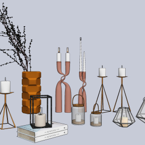 现代烛台灯su草图模型下载