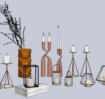 现代烛台灯su草图模型下载