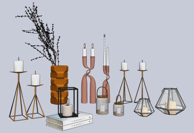 现代烛台灯su草图模型下载