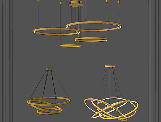 现代环形，圆环吊灯su草图模型下载