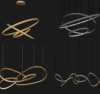 现代环形金属吊灯su草图模型下载