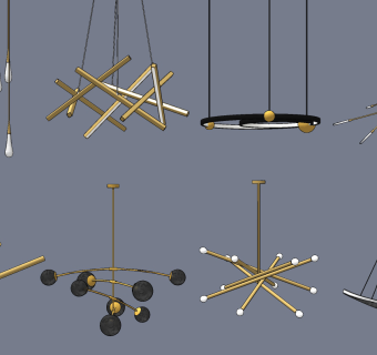 现代金属吊灯su草图模型下载