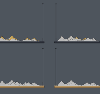 新中式山峦，山脉装饰吊灯su草图模型下载