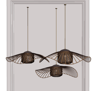 自然风东南亚藤编镂空吊灯su草图模型下载