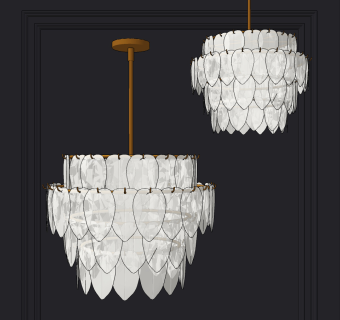 现代艺术灯片树叶吊灯su草图模型下载