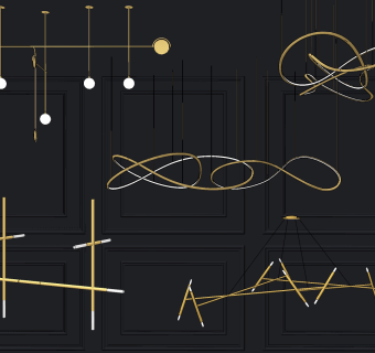 现代简约金属环形吊灯su草图模型下载
