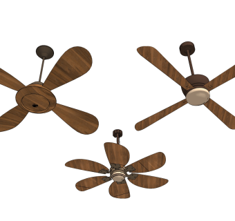 北欧风扇吊灯su草图模型下载