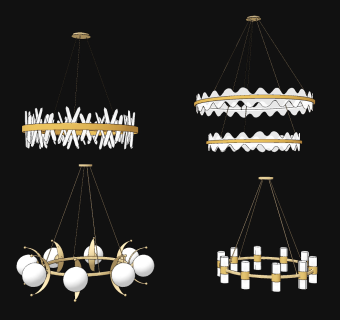 现代轻奢金属环形吊灯su草图模型下载