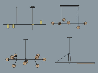 现代金属吊灯su草图模型下载