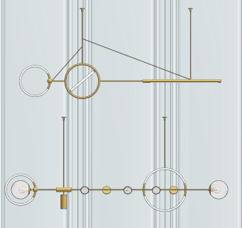 现代轻奢金属吊灯su草图模型下载