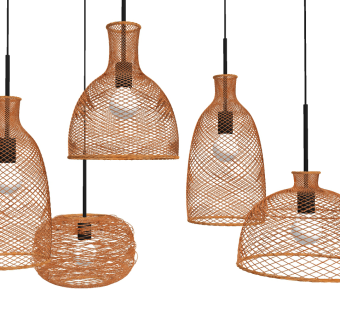 自然风藤编编织吊灯su草图模型下载