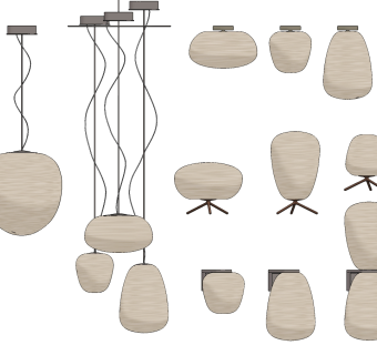 新中式简约吊灯su草图模型下载