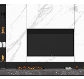 现代电视背景墙su草图模型下载