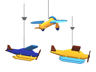 现代飞机儿童灯具,吊灯su草图模型下载