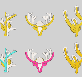 北欧鹿角儿童壁灯su草图模型下载