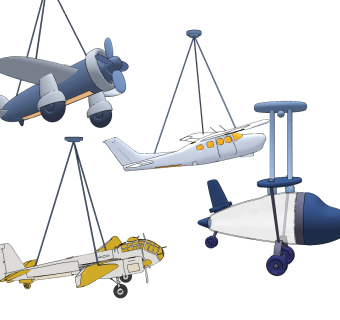 现代儿童飞机吊灯su草图模型下载