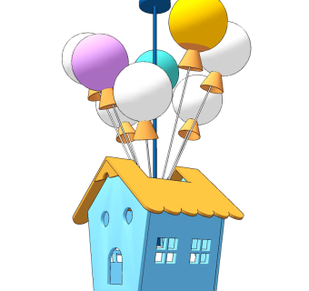 北欧气球装饰儿童吊灯su草图模型下载