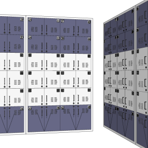 现代金属寄存柜，储物柜su草图模型下载
