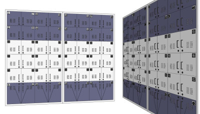 现代金属寄存柜，储物柜su草图模型下载