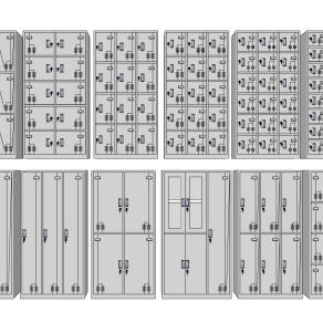 现代员工储物柜，铁皮柜su草图模型下载