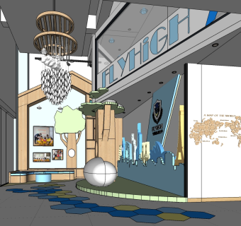 现代幼儿园大厅，幼儿培训机构 (1)su草图模型下载